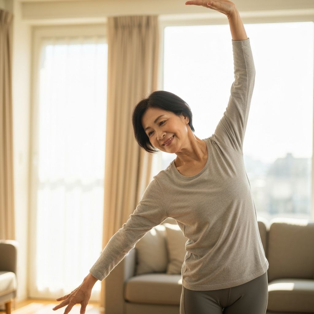 Person macht Bewegungsübungen zu Hause